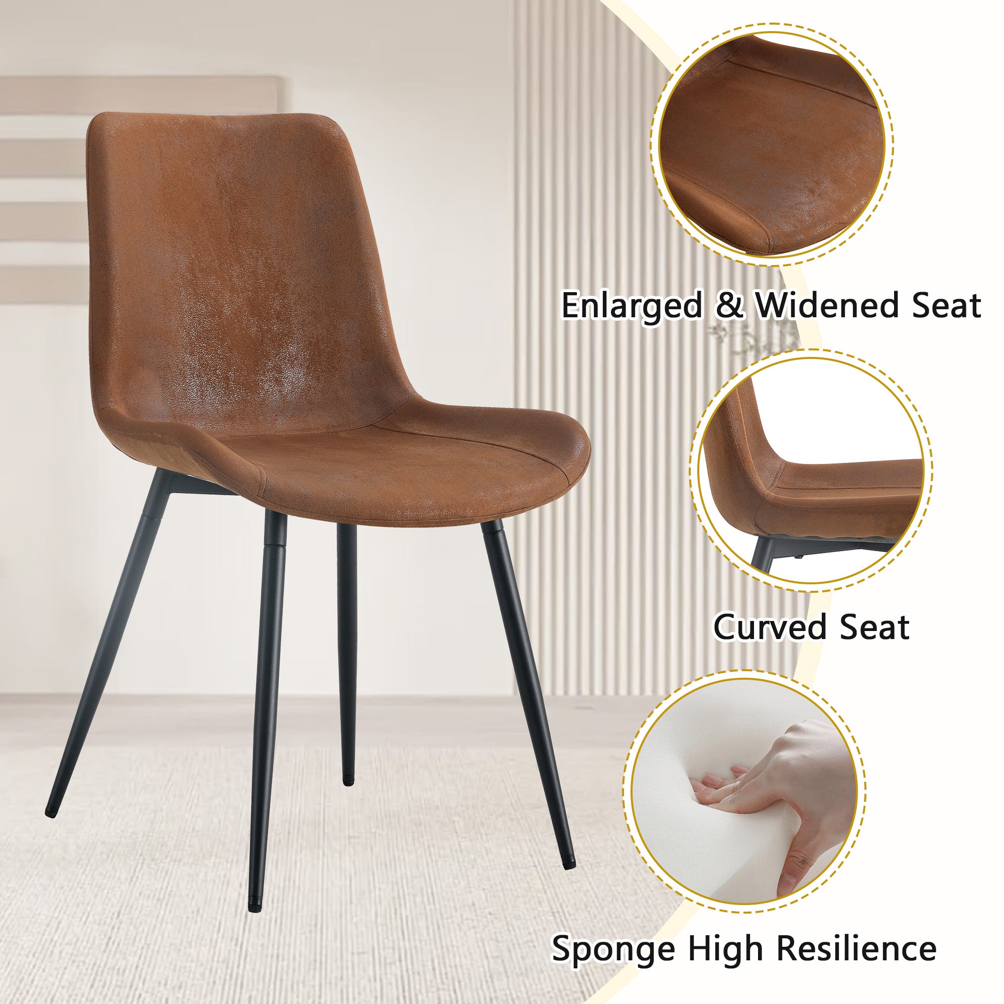 Dining Table Set, 160 cm Rectangular with Storage & 4 Chairs, Brown Tech-Fabric