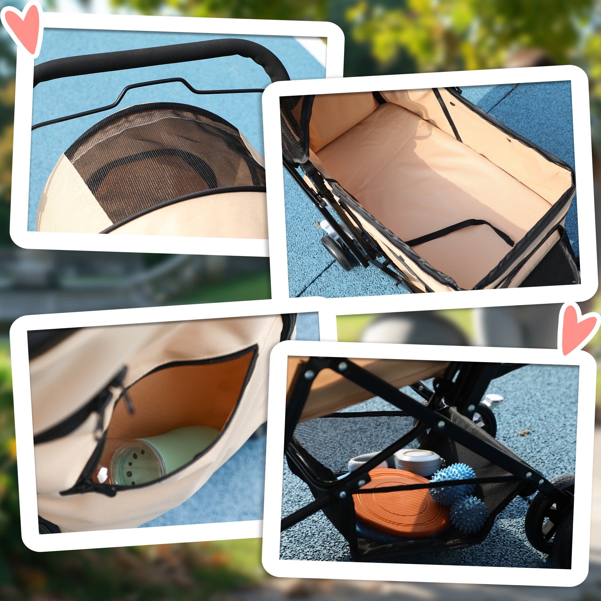 Dog Buggy, Small Dogs & Cats, Pet Cart, Oxford Light Brown