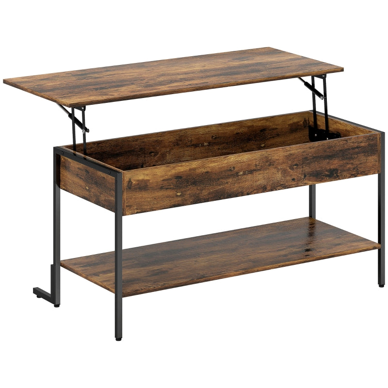 Lift-Top Coffee Table with Storage - Rustic Brown