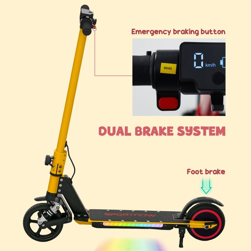 SPORTNOW Folding Electric Scooter, Dual Brakes, Front Suspension, Gold Tone