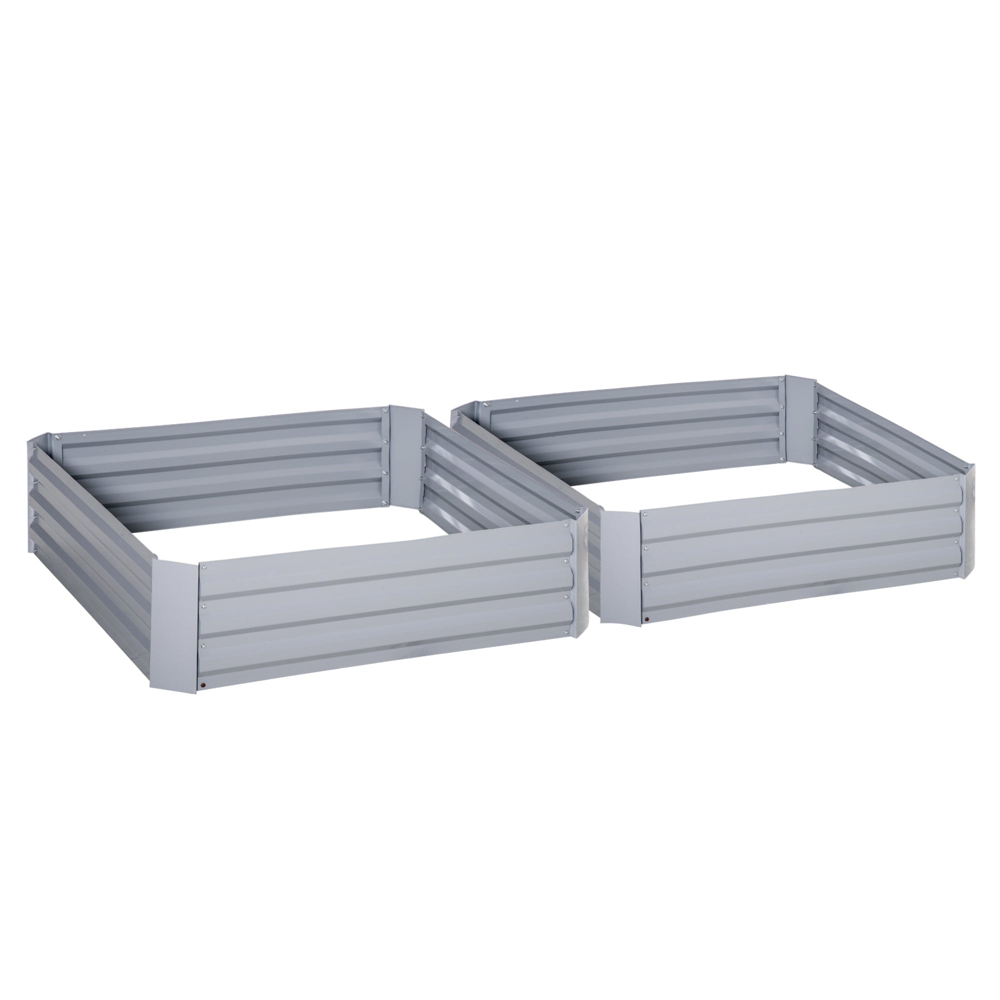 Raised Garden Bed, Elevated Galvanised Planter Box for Flowers, Herbs, Set of 2, Grey