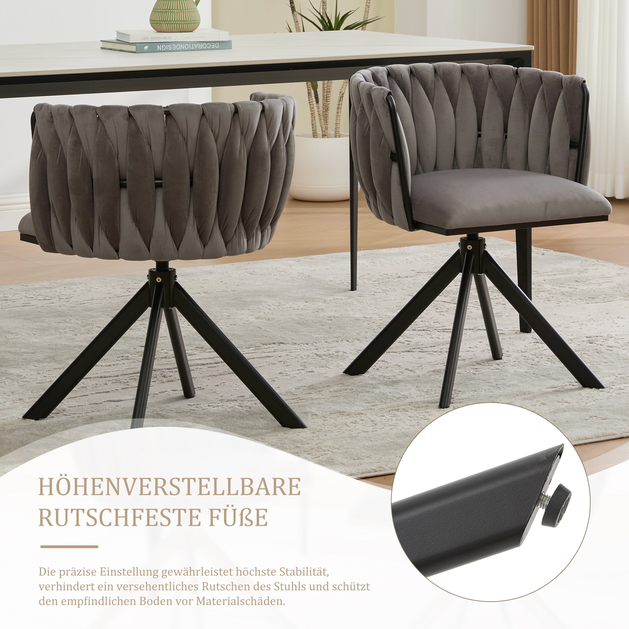 Velour Armchair, 180° Swivel, Ergonomic, Heavy-Duty Metal Frame