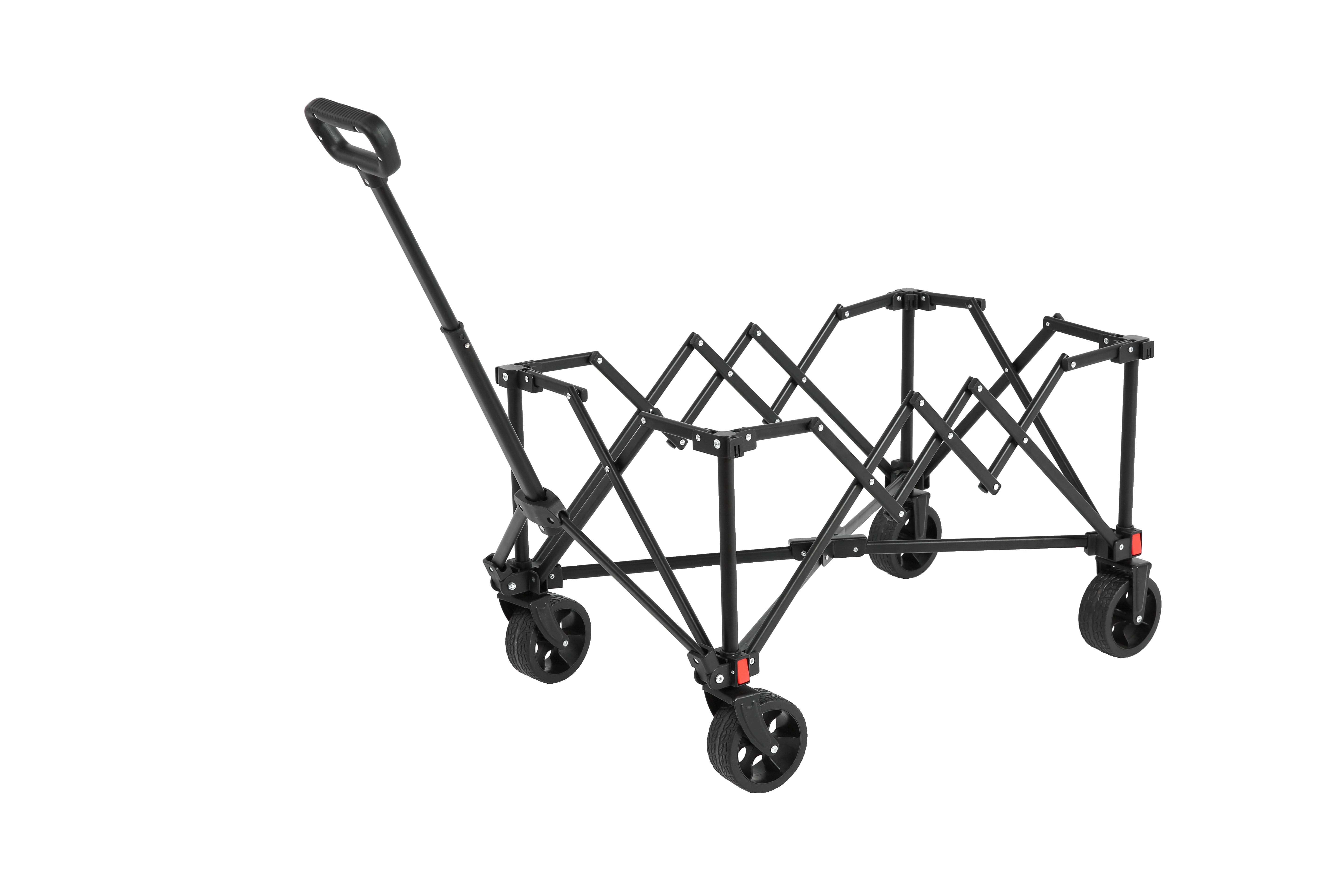 Folding Wagon Cart with All Terrain Wheels, Heavy Duty, Adjustable Handle, Black
