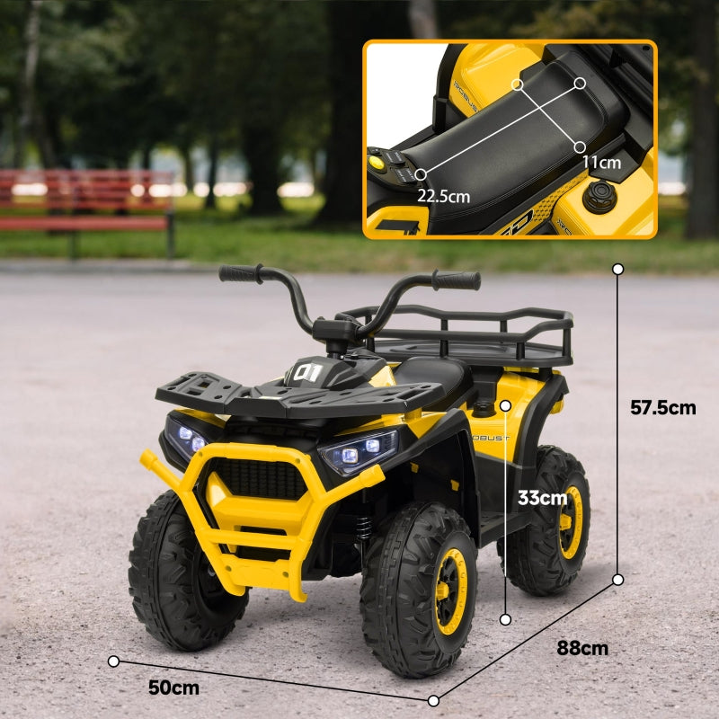 Kids Electric Ride on ATV, 12V Battery-Powered Quad Bike with Spring Suspension, Yellow