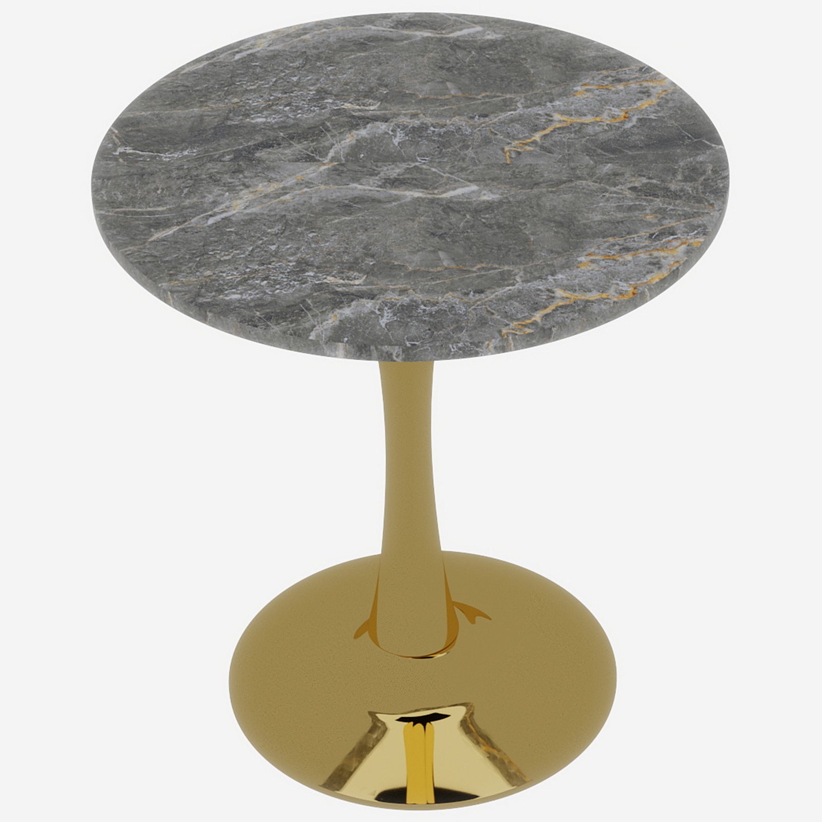 27.6-inch Coffee Table/Dining Table, Round Marble Top, Gold