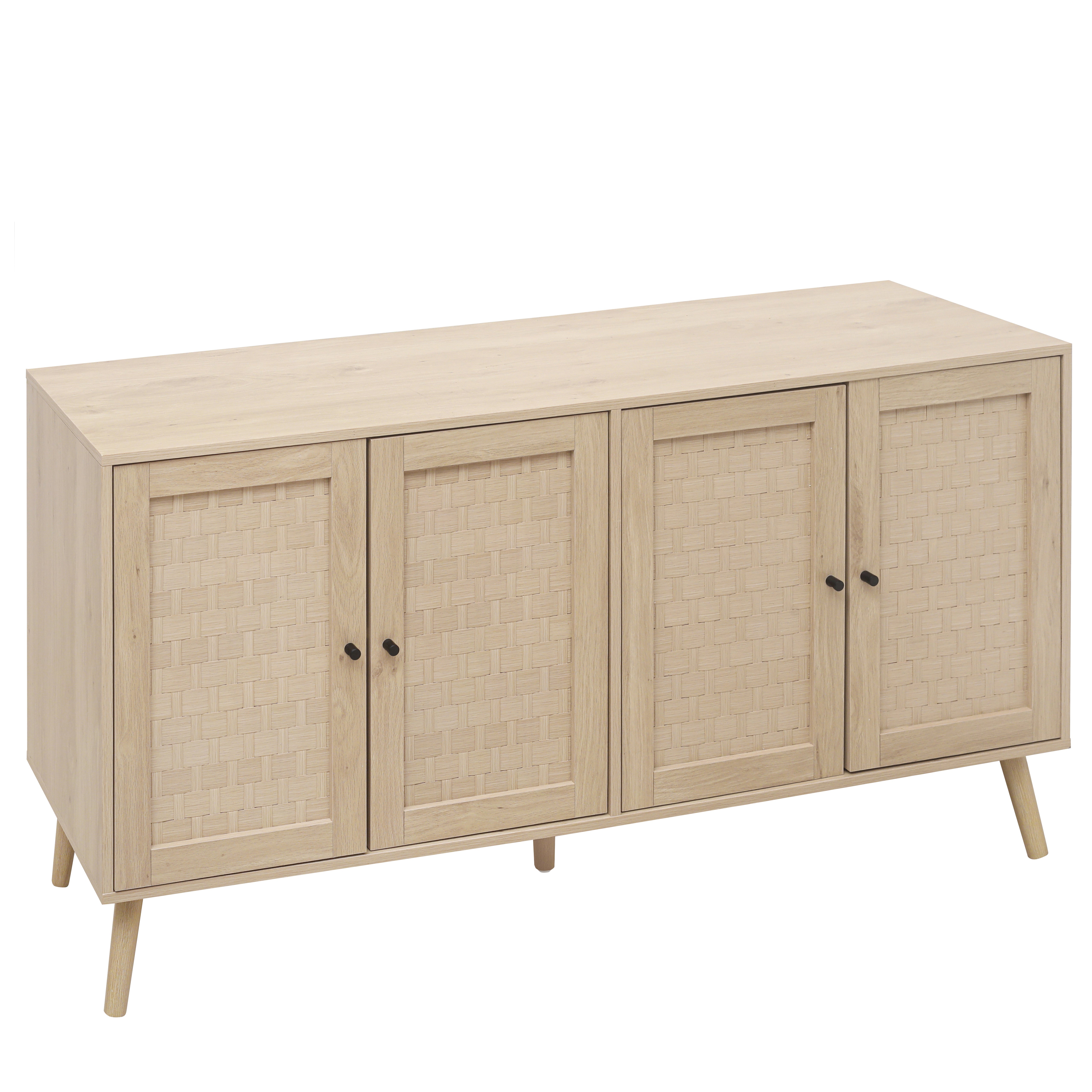 Sideboard 4 Doors Unique Wave Pattern 150x40x80cm - Wood Look