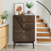 Chest of Drawers Modern 4-Drawer Wooden Storage Cabinet Walnut