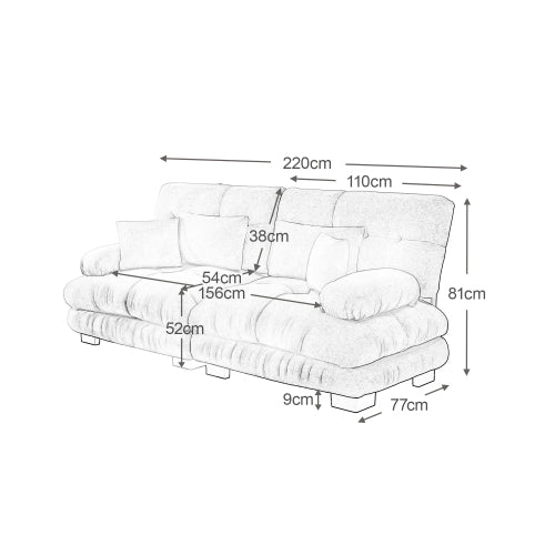 Cloud Corner Sofa, Double with Lumbar & Decorative Cushions, Chenille Light Brown