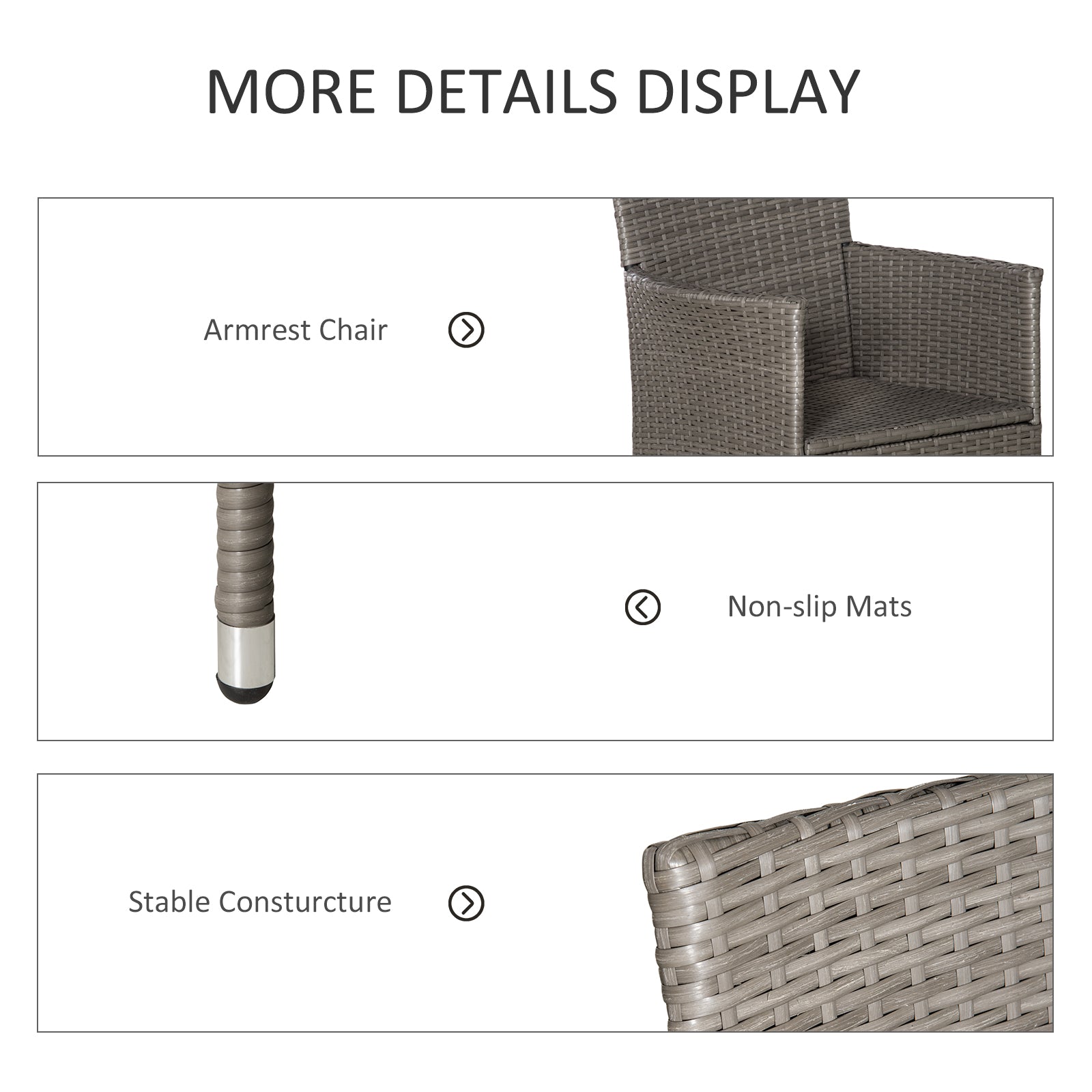 Rattan Armchairs, Set of Four with Cushions, Grey