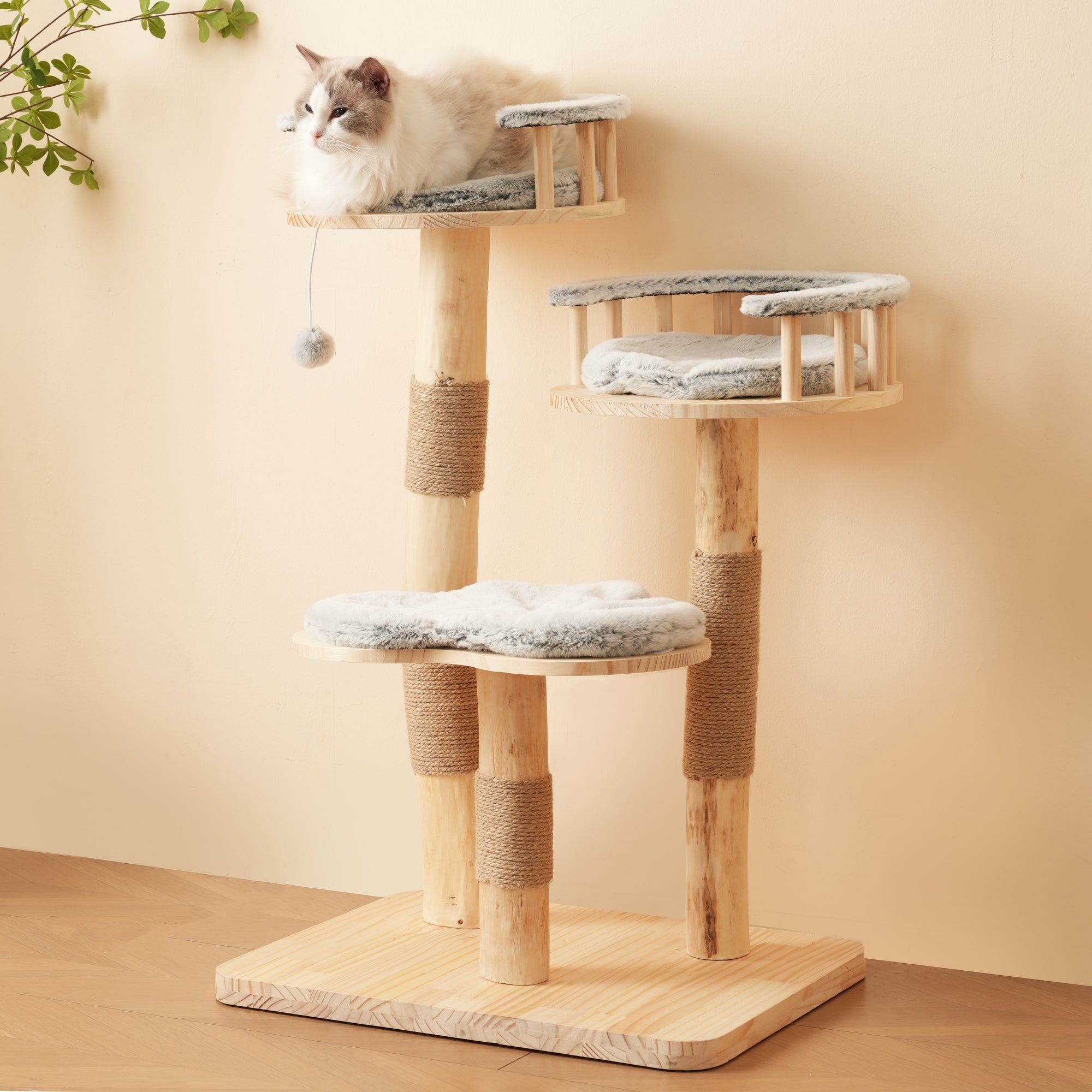 Designer Cat Climbing Frame 98cm 3-Step Jumping Board Solid Wood