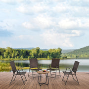 Folding Rattan Seat Chairs, Set of Four - Brown