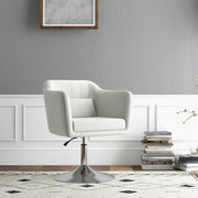 Modern Accent Chair with Swivel Base, Height Adjustable, Cream White