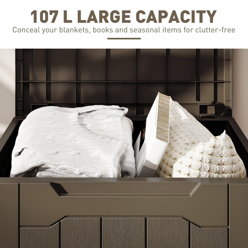 107 L Storage Chest with Lid - Dark Brown Plastic