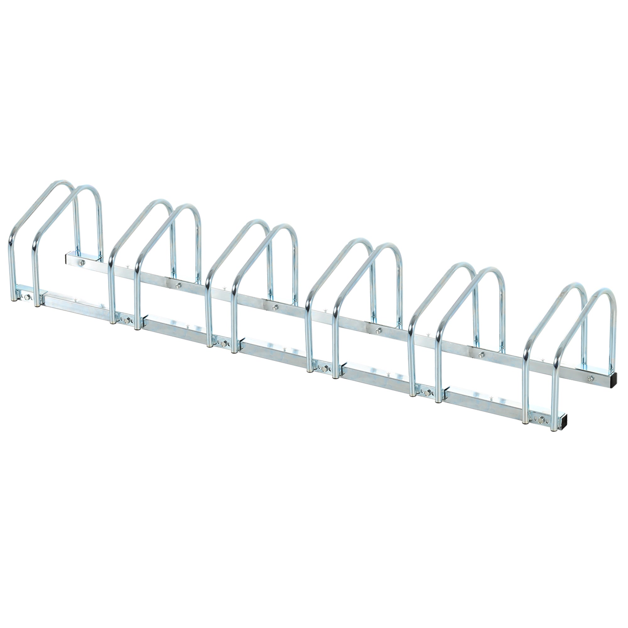 Bicycle Stand, 6 Bikes, Weatherproof, Durable, Steel Silver