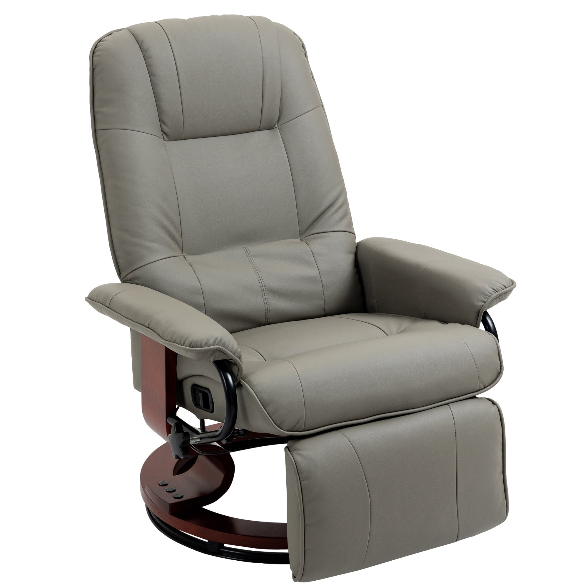 Electric TV Recliner, 145° Reclining Footrest with Side Buttons, Faux Leather Grey