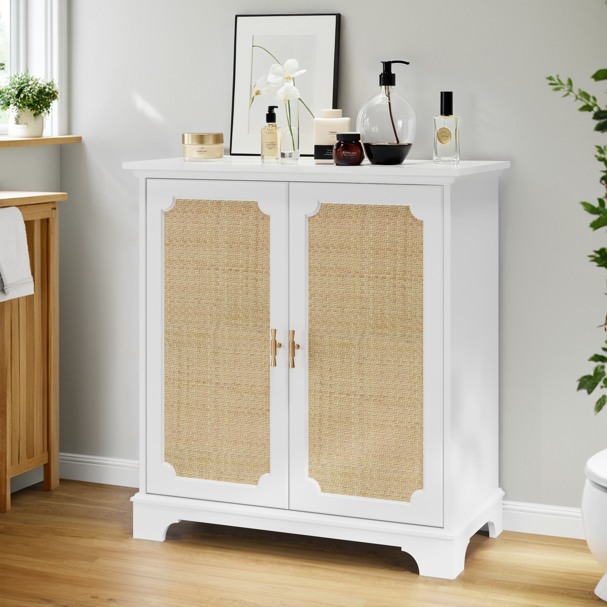 Sideboard, Kitchen Buffet Console, Rattan