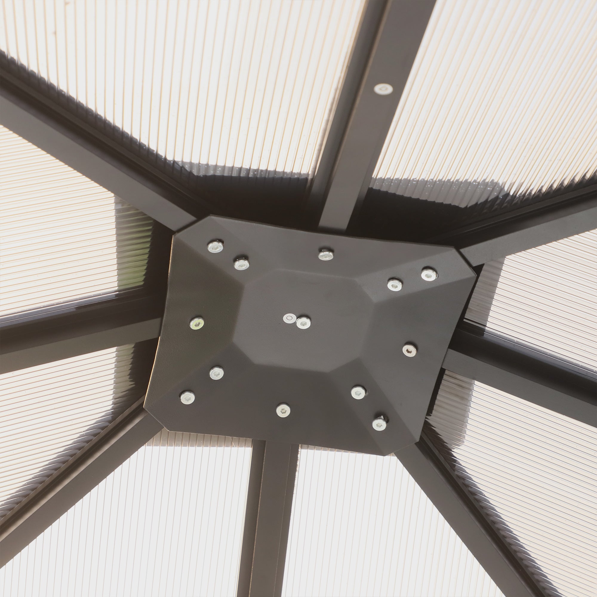 Hardtop Gazebo, 3m x 3m Metal Frame Mesh Draped, Grey