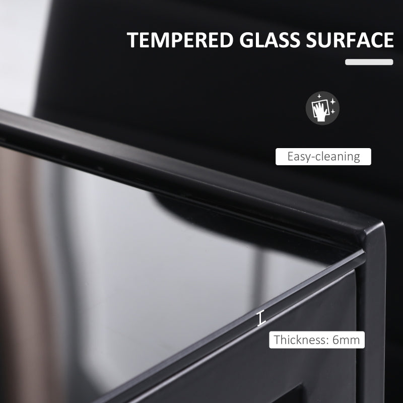 Modern Rectangular Dining Table for 4 People, Tempered Glass Top and Metal Legs