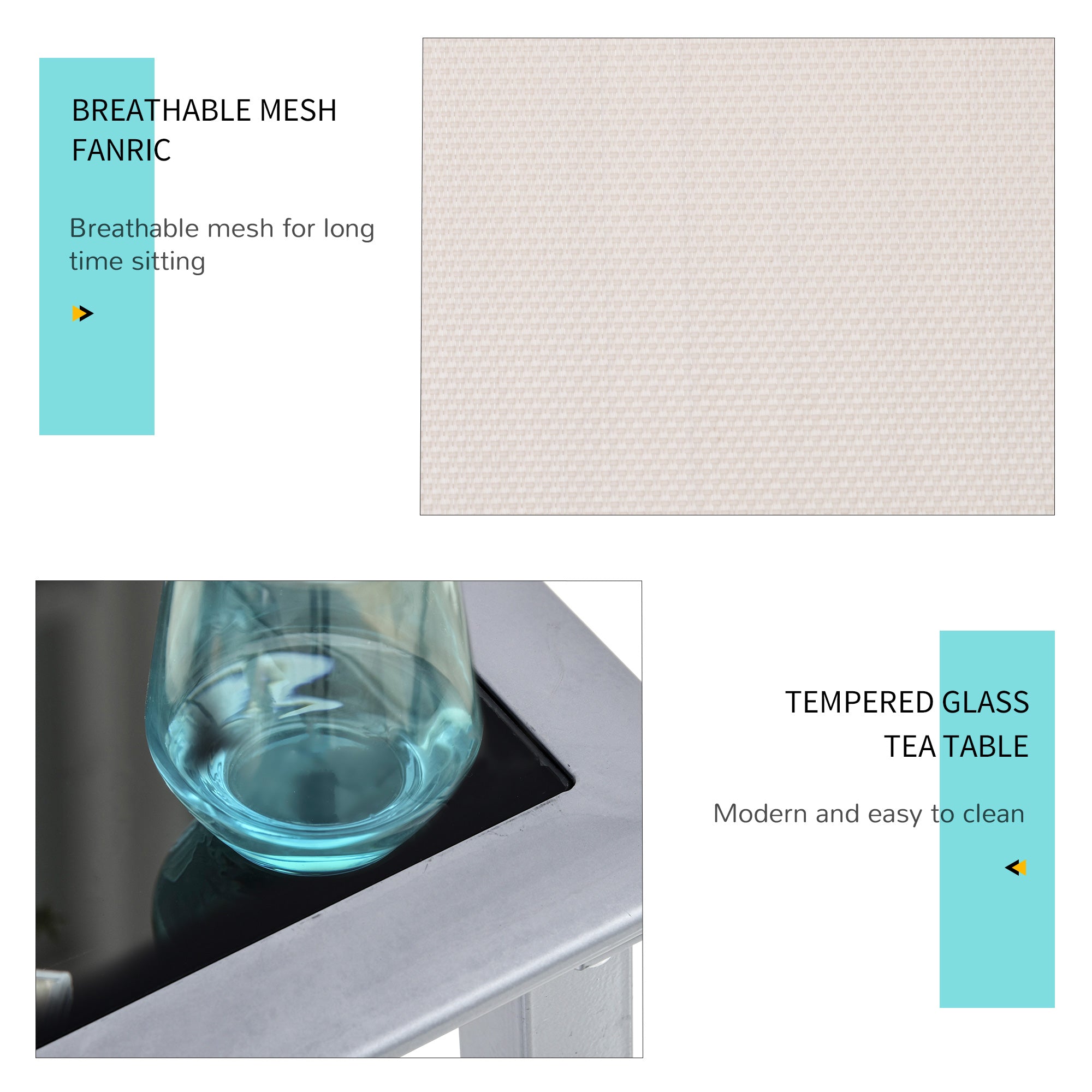 3 Pieces Lounge Chair Set Recliner Sunbathing Chair with Table, Cream