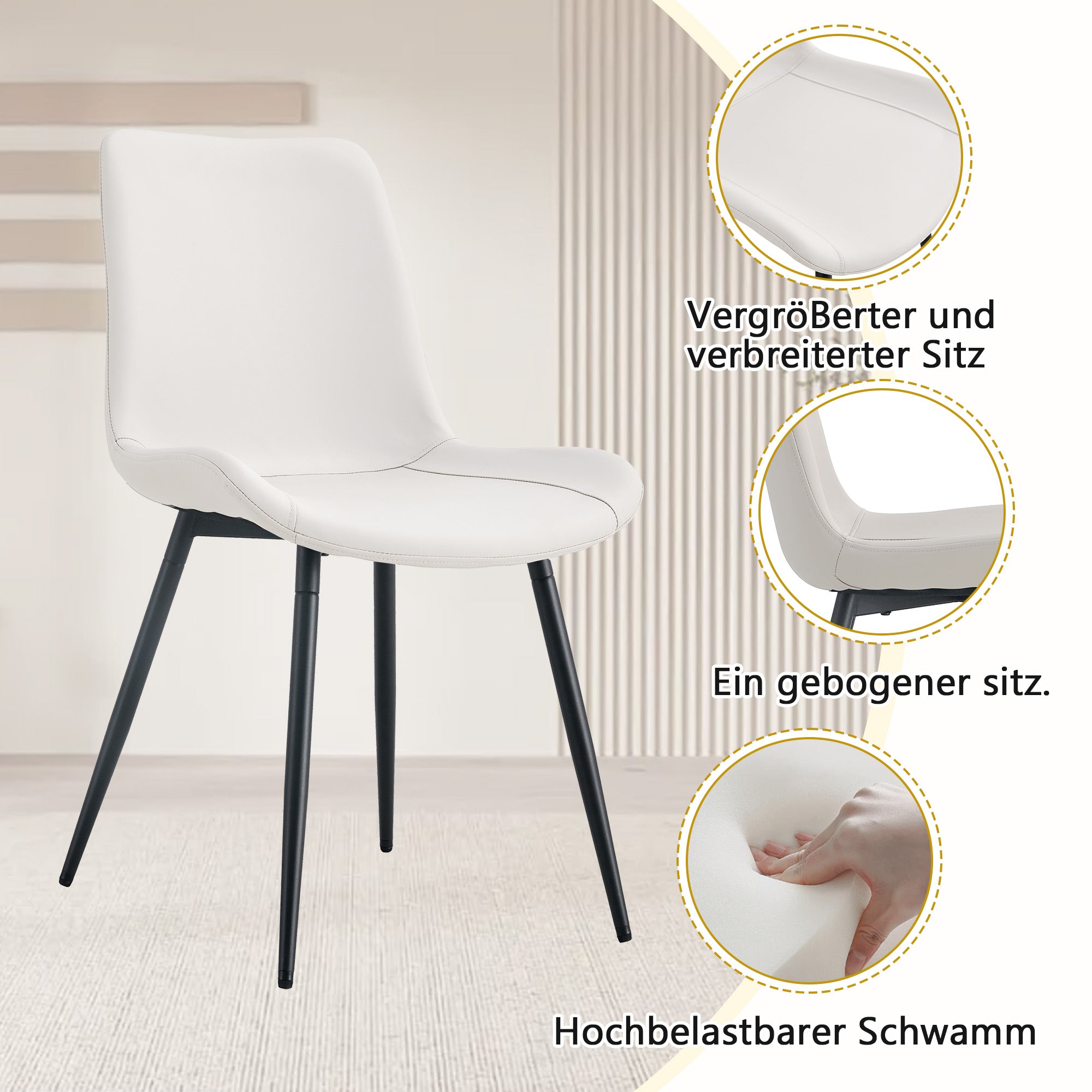 160 cm Rectangular Dining Table Set, Multifunctional Storage & 4 Chairs, White PU