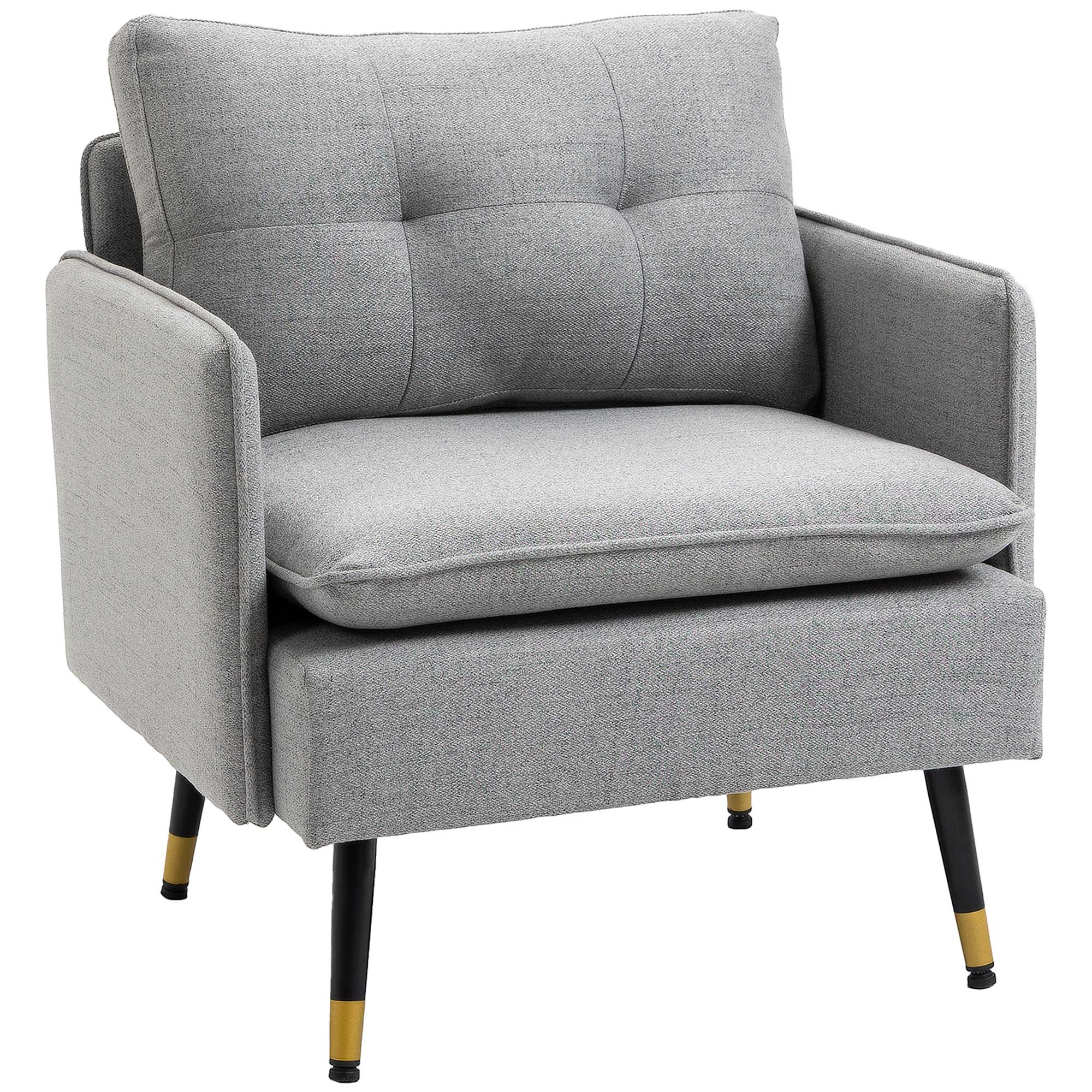 Single Armchair Upholstered, Accent, Cushion, Steel Legs, Linen Look