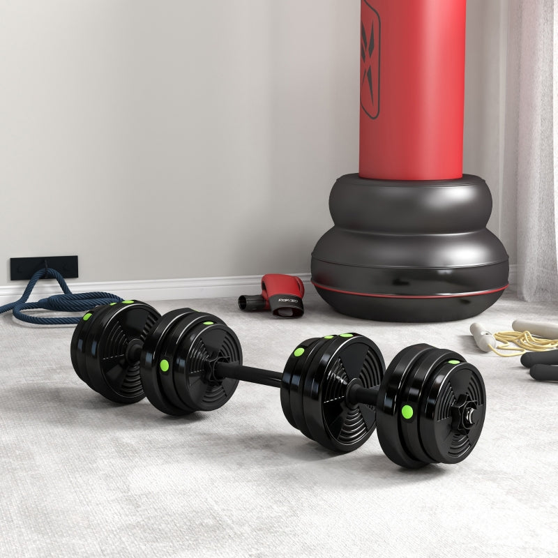 2-in-1 Dumbbell Set, Barbell & Dumbbell 25 kg Non-Slip Floor-Friendly, Black/Green