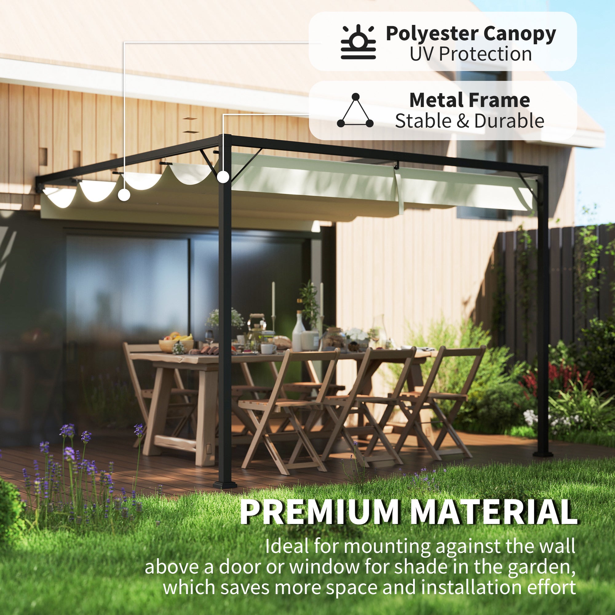 Pergola 3x3m Sliding Canopy Cream White