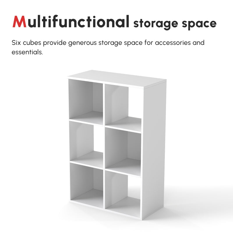 6-Cube Bookshelf Storage Unit Particle Board White