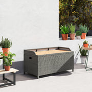 130 L Rattan Garden Storage Box with Seat in Grey