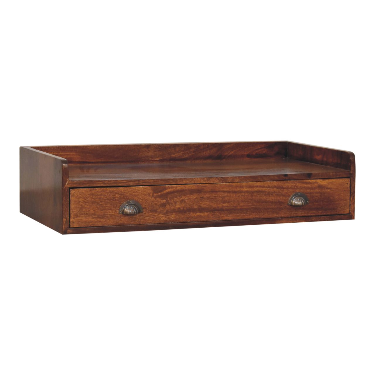 Belmont Wall-Mounted Console Shelf 1 Drawer Solid Wood Dark Brown