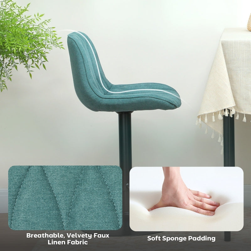 Set of Two Bar Stools Linen-Look Green