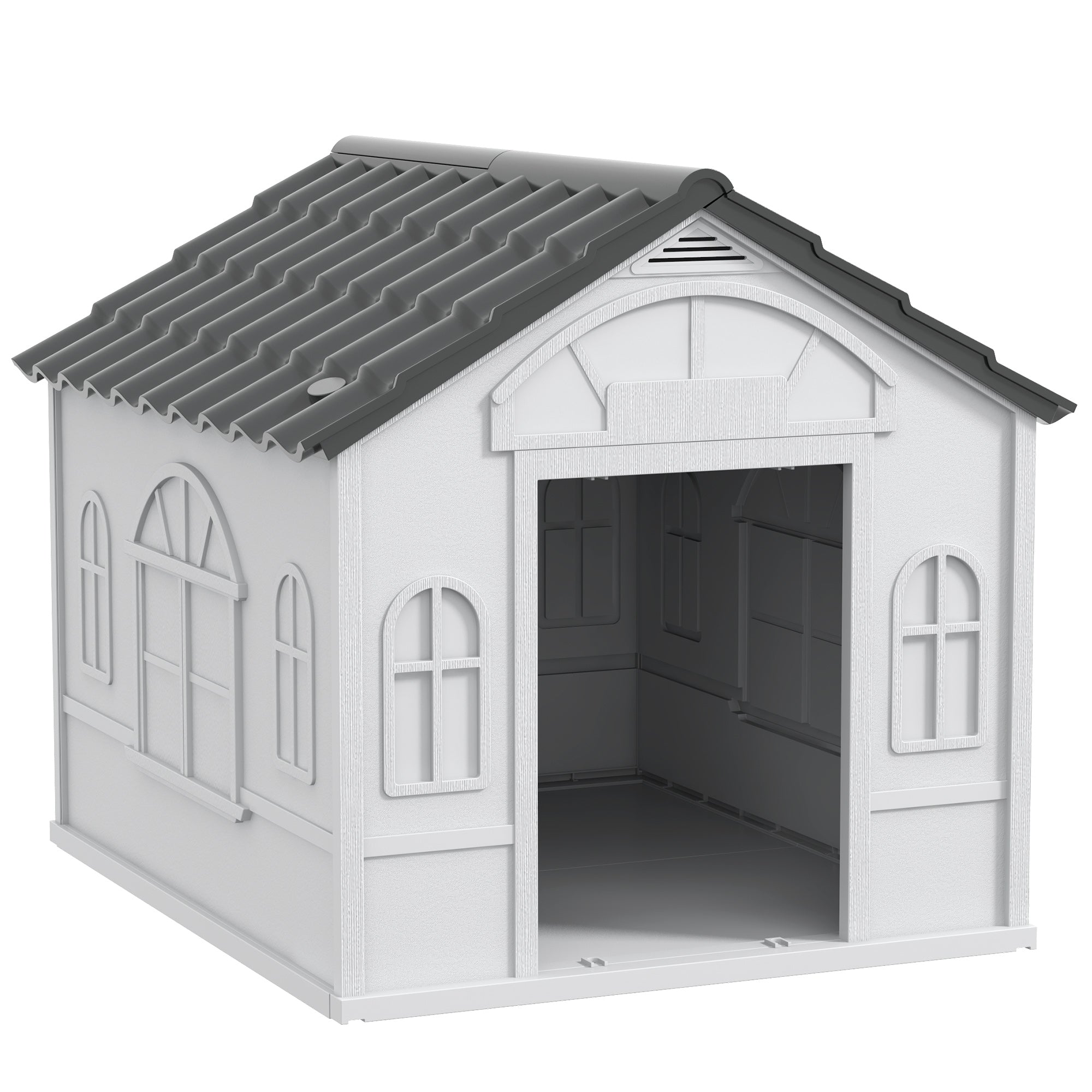 Dog House, Gable Roof, Weatherproof, Grey
