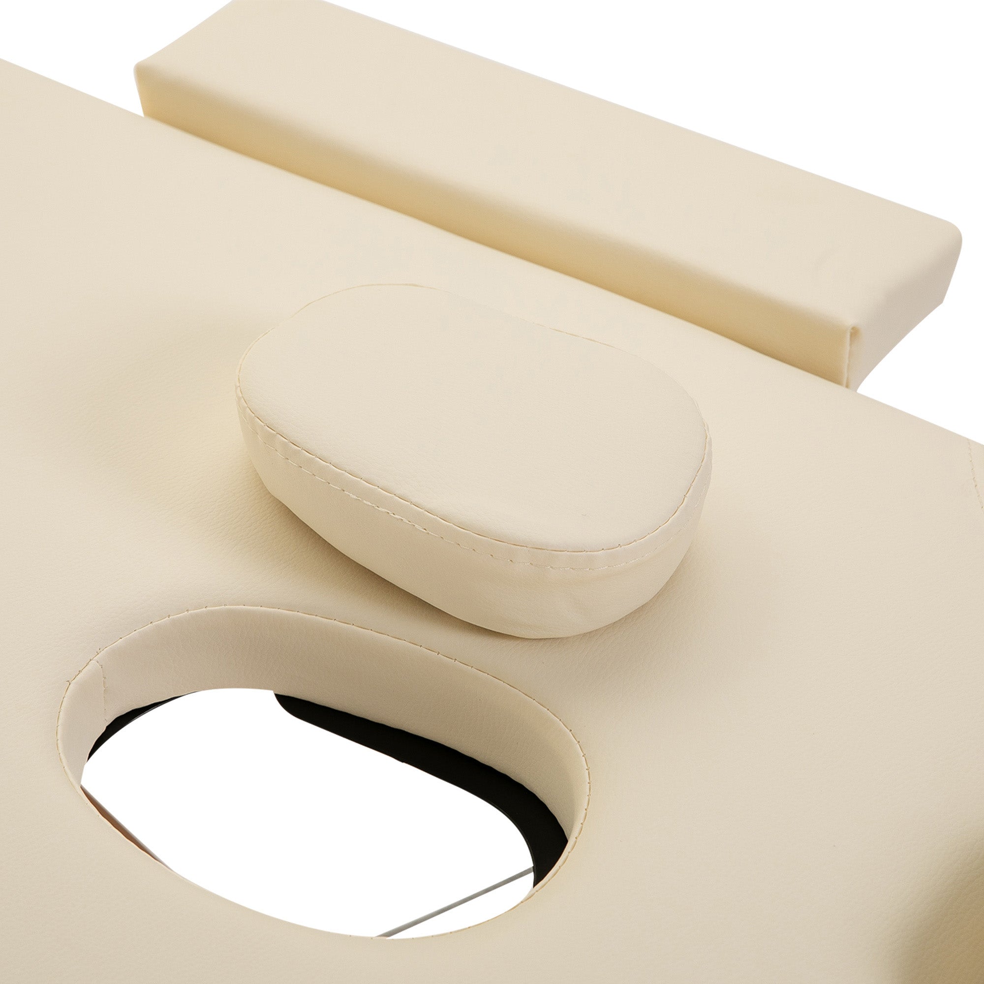 Massage Table, Foldable Height-Adjustable with Headrest, Artificial Leather Wood Cream