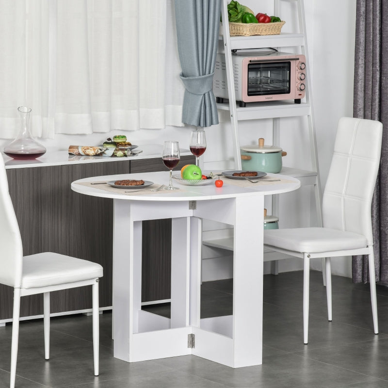 Space-saving Drop Leaf Folding Dining Table for Small Space, White