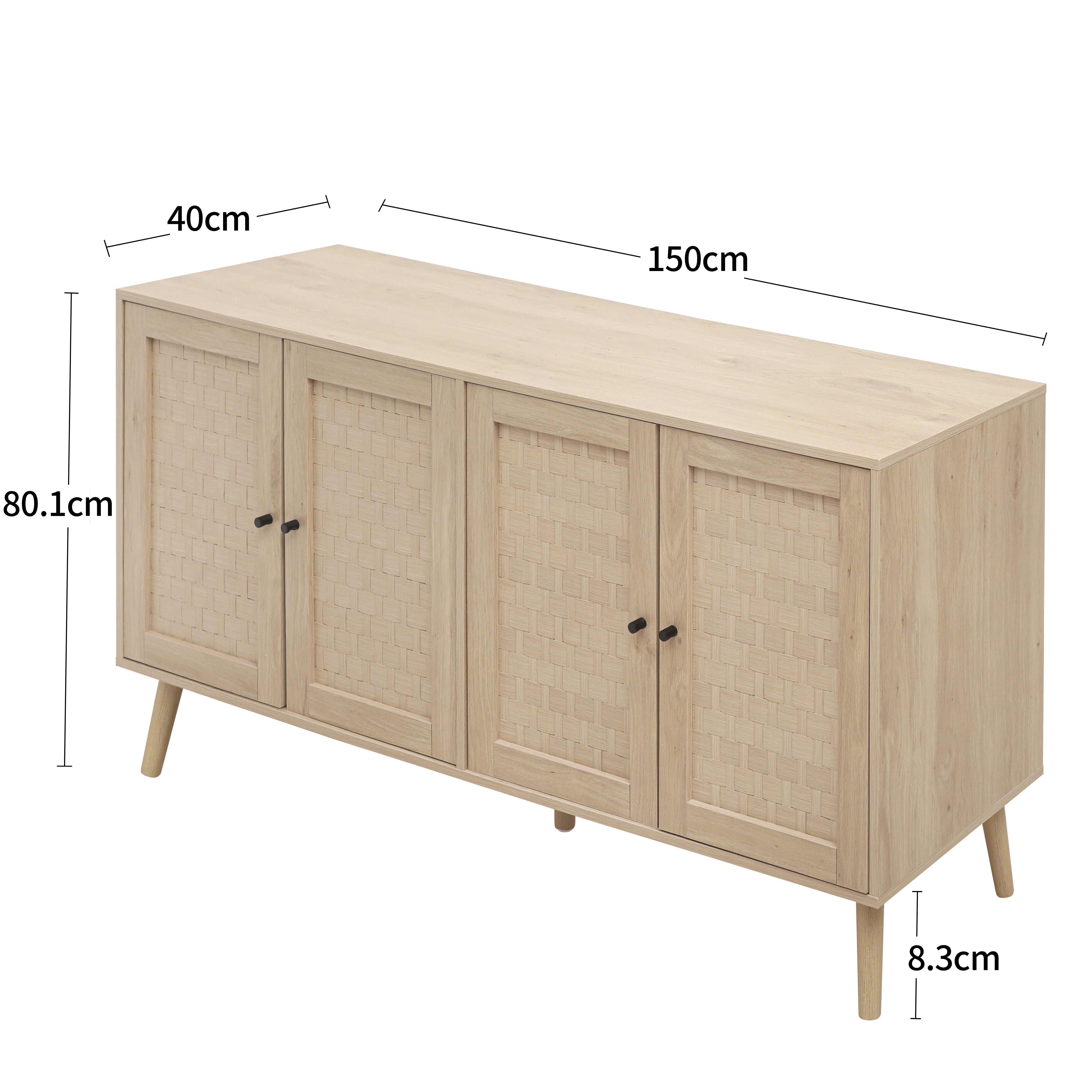 Sideboard 4 Doors Unique Wave Pattern 150x40x80cm - Wood Look