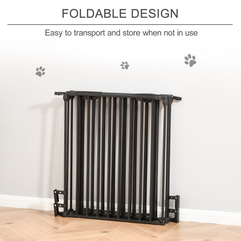 Pet Playpen Metal Fence with Walk Through Door - Black