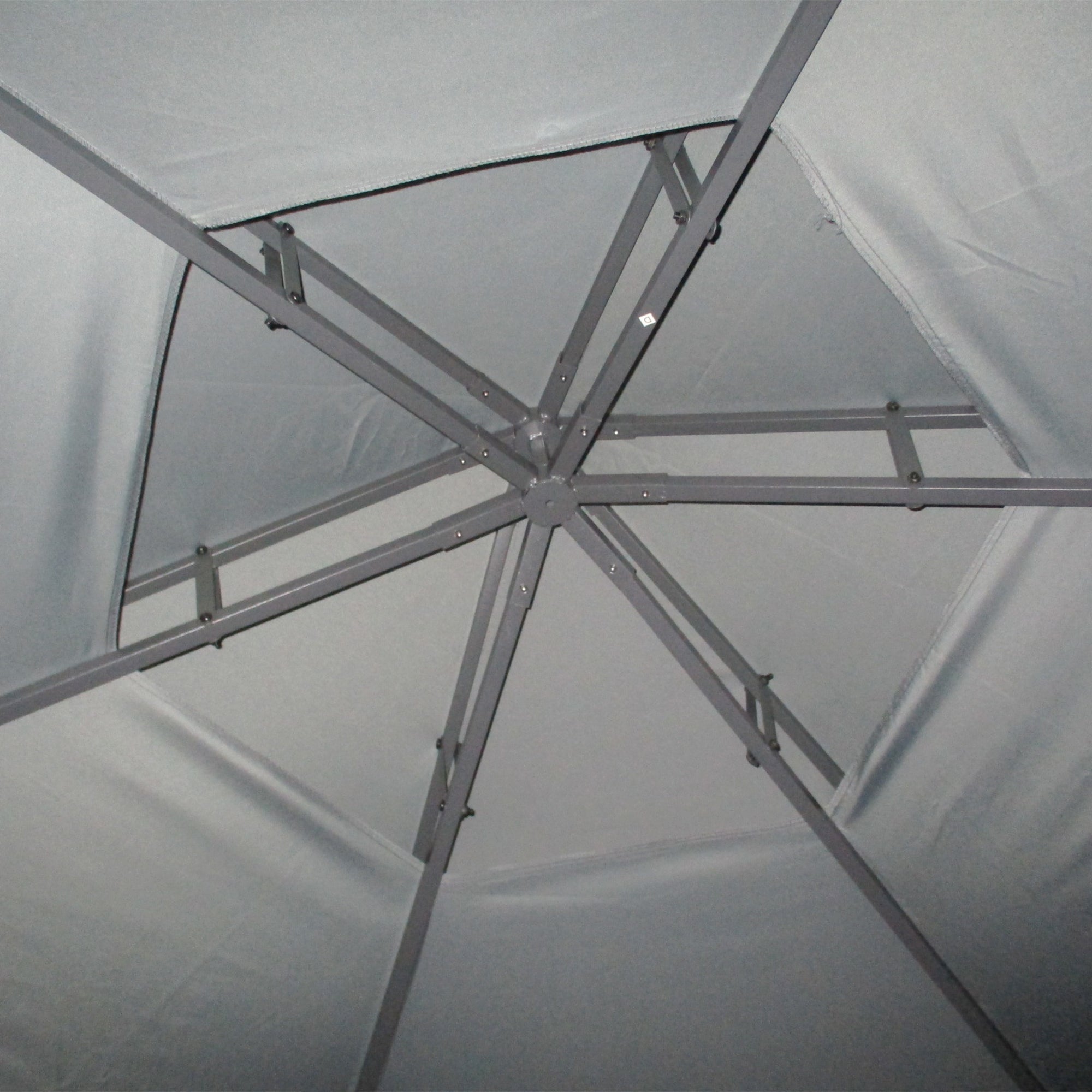 Hexagon Gazebo Patio Tent 3x3m w/ 2 Tier Roof & Side Panel - Grey