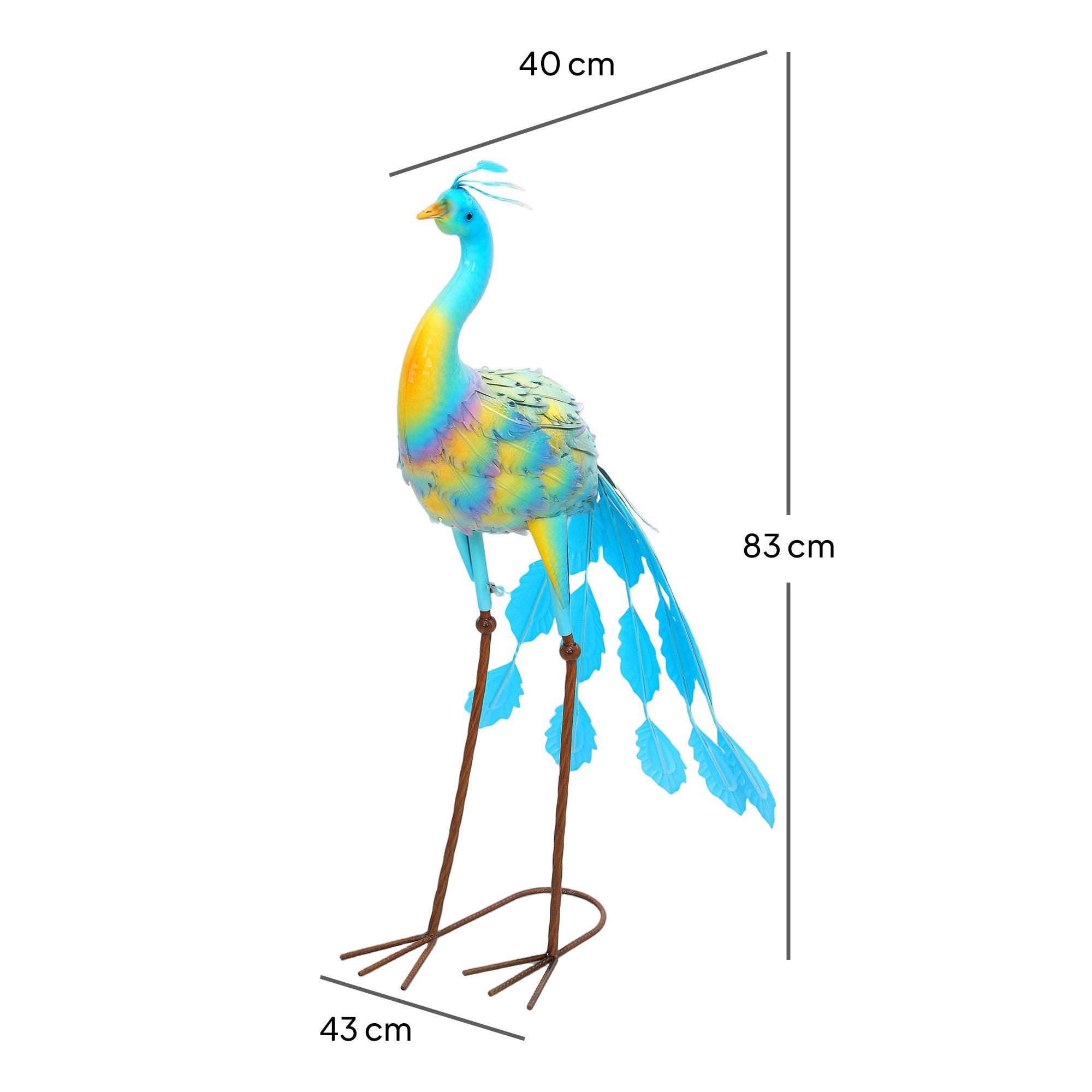 Peacock Garden Statue, Standing Metal Ornament with Stakes, Multi-Colour