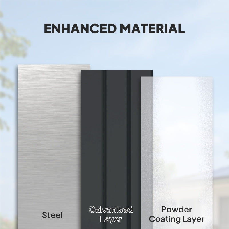 400L Garden Storage Box Lockable Galvanised Steel DARK GREY