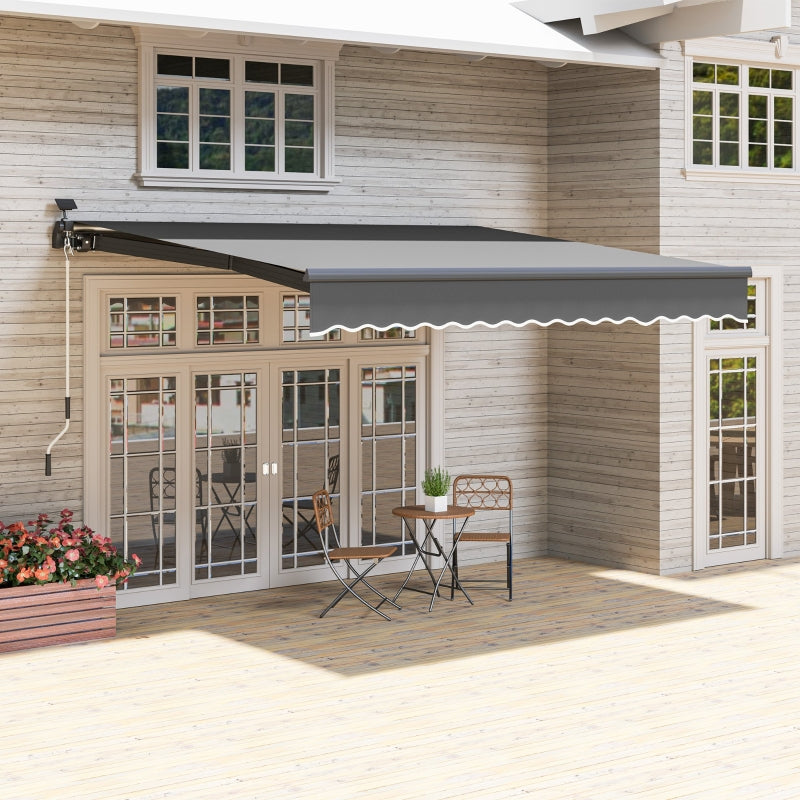 Clamp Awning, Hand Crank Solar Light Articulated Arm UV 50+ 400cm, Gray