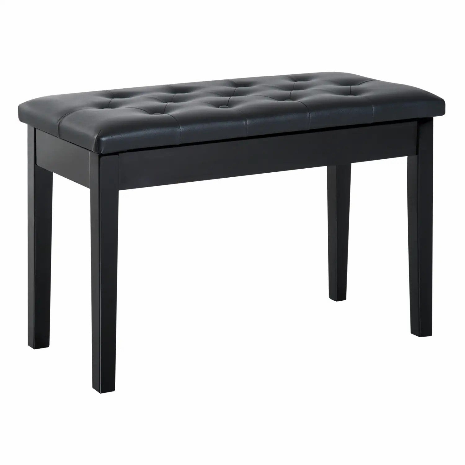 PU Leather Upholstered Piano Stool Makeup Stool Bench with Storage, Black