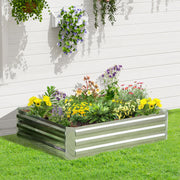 Raised Bed Galvanized Steel Planter, Silver