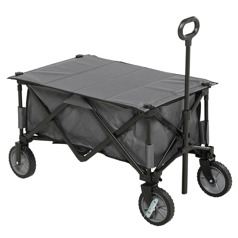 Garden Trolley, Folding Collapsible Utility Wagon, Dark Grey