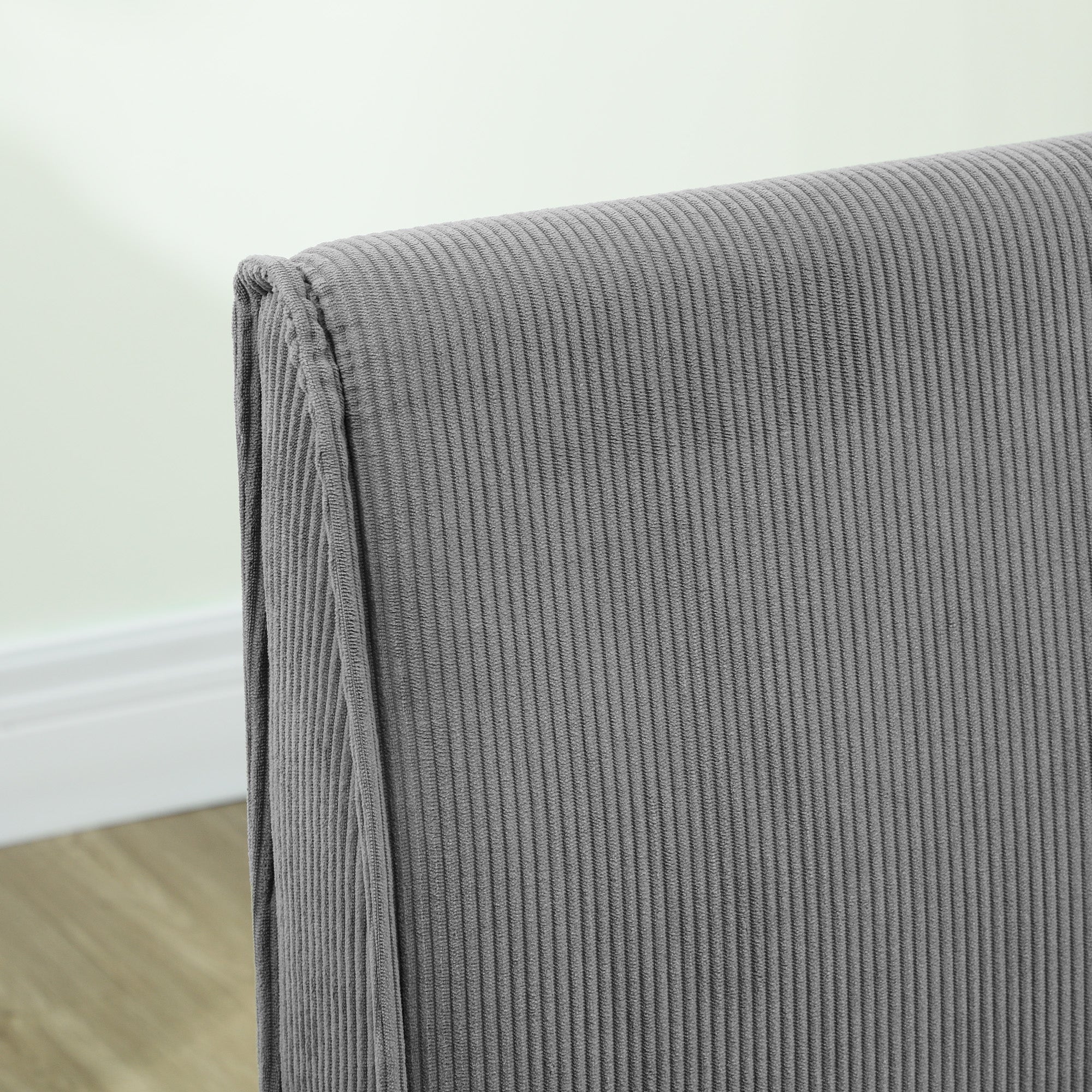 2-Seater Sofa Upholstered Wooden Legs 110cm Corduroy-Look, Grey