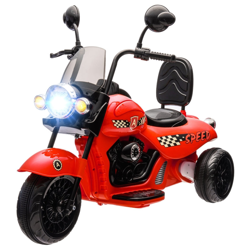 aiyaplay electric kids motorcycle, 3 wheels, 6v battery operated, red