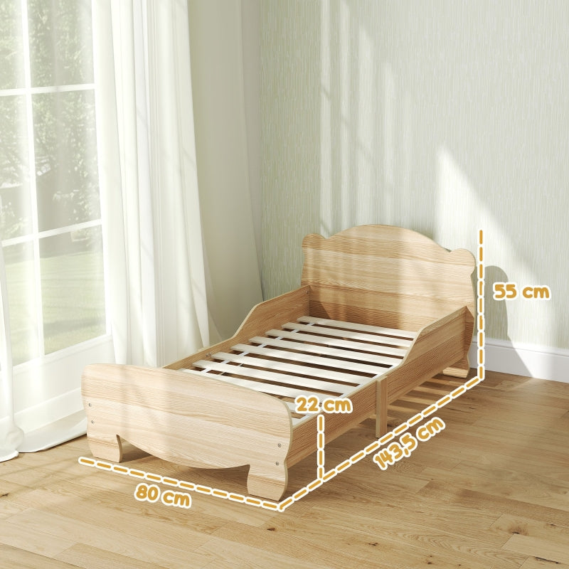 AIYAPLAY children's bed 143.5 x 80 cm house bed with fall protection, 80 kg load capacity, natural wood