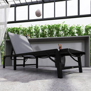 Folding Sun Lounger, 5-Position Adjustable Reclining with Steel Frame, Light Grey