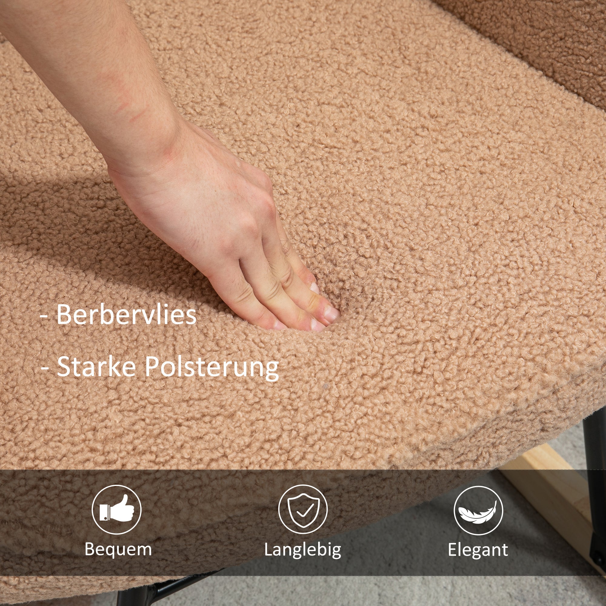 Rocking Chair Recliner Accent Chair Faux Lambskin, Brown