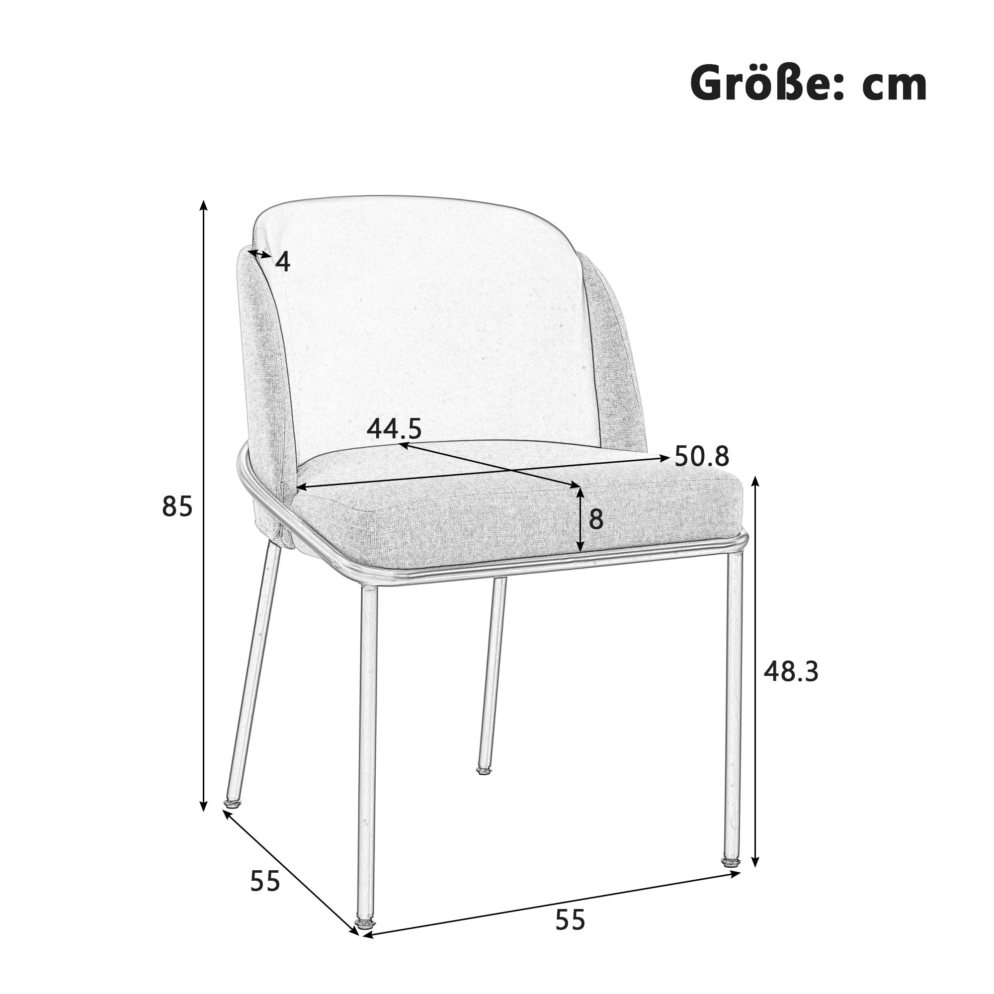 6 Modern Chairs, Angled Legs Adjustable Feet, Beige