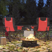 Set of 2 Folding Camping Chairs, Padded Lightweight with Cooler Bag, Red